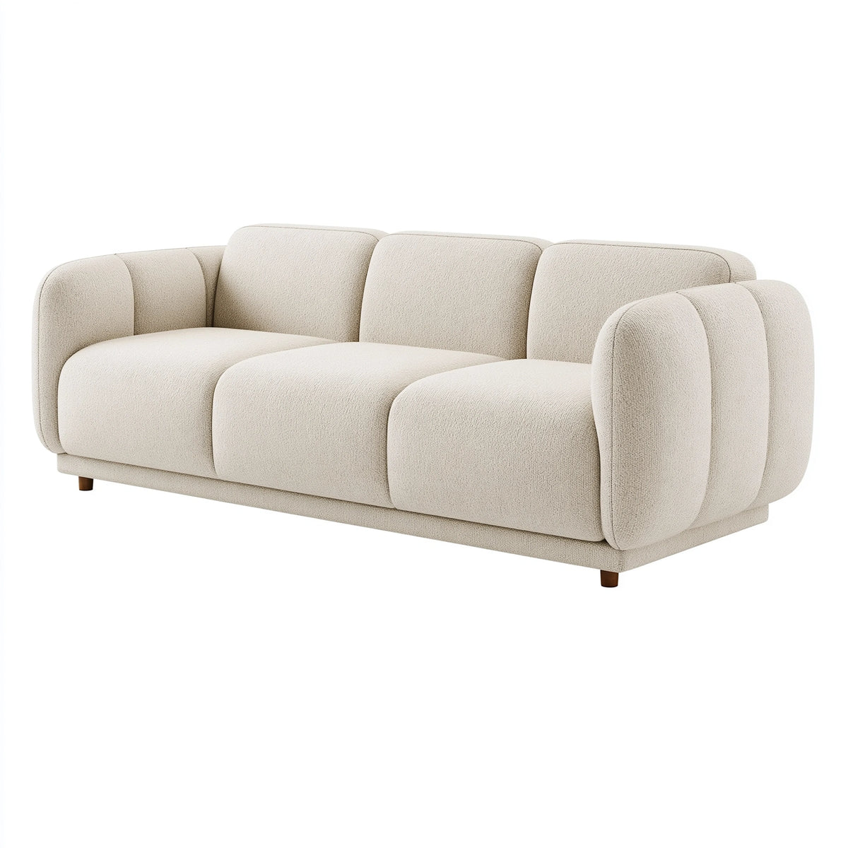 Canapé 3 places 220 x 95 x 82 cm en tissu bouclette beige style contemporain