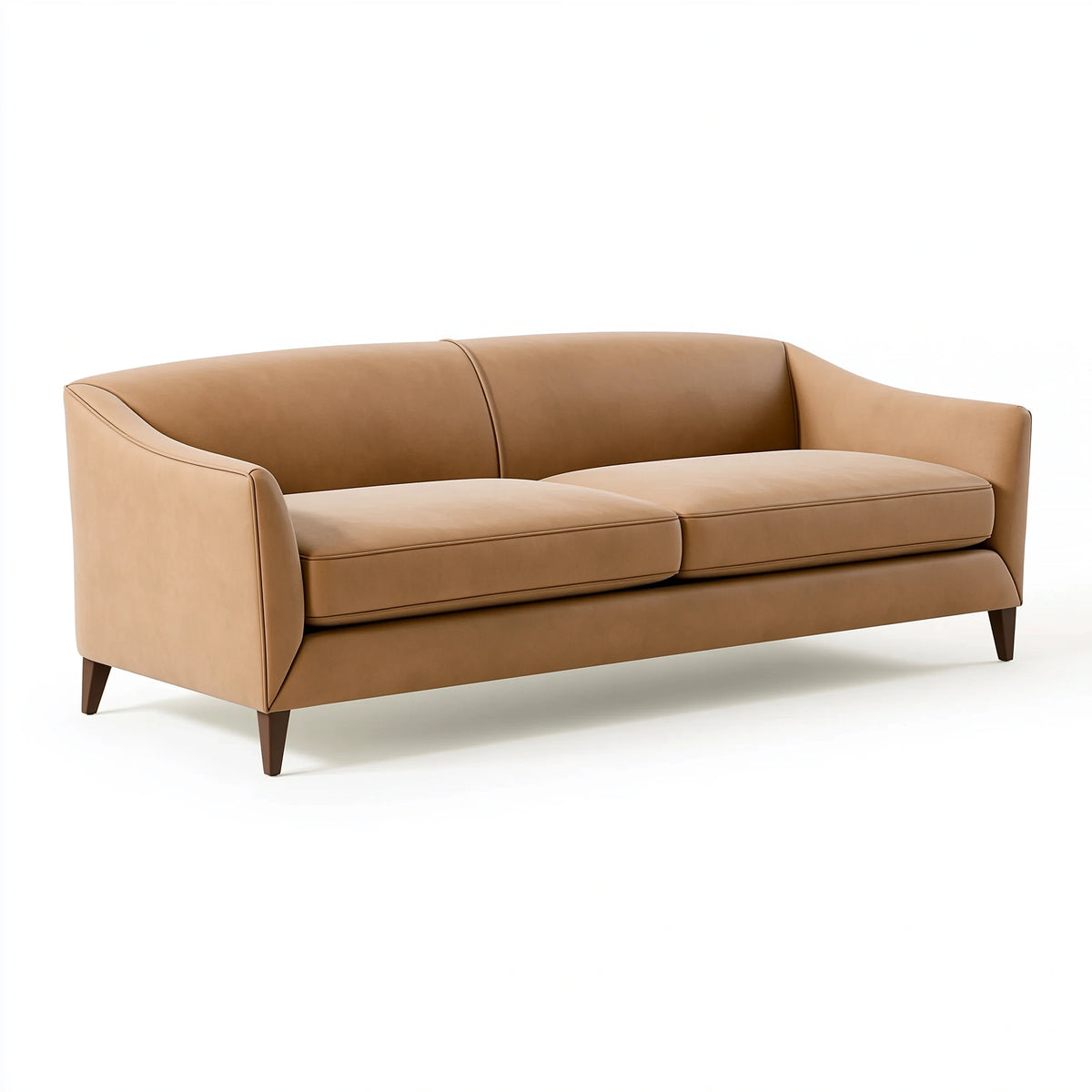 Canapé 2 places 170 cm en similicuir camel style contemporain