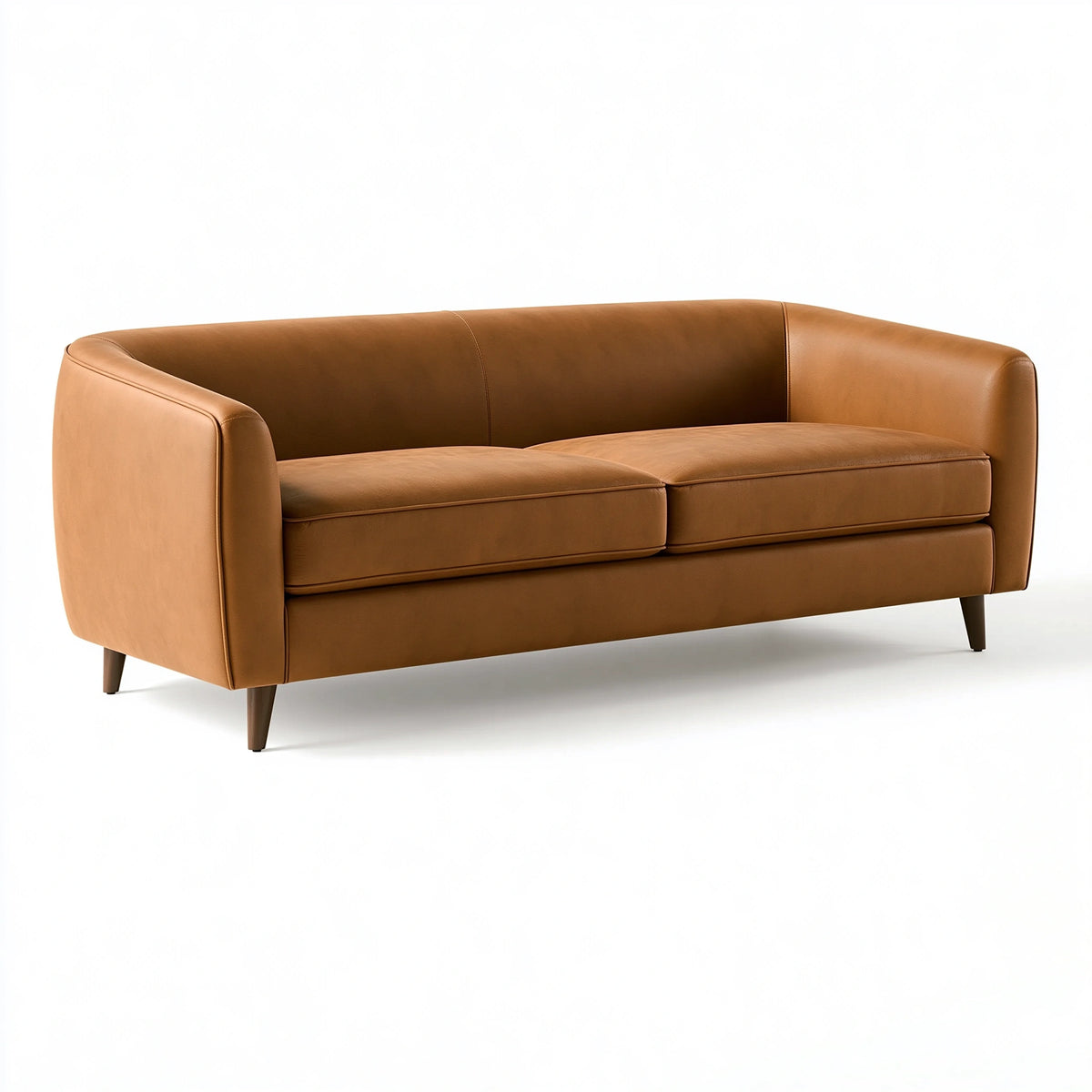 Canapé 2 places 170 cm aspect cuir cognac - style moderne