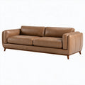 Canapé 3 places 220 cm aspect cuir cognac style contemporain