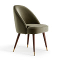 Chaise de salle à manger 55 x 60 x 85 cm en tissu vert kaki avec pieds en bois style contemporain