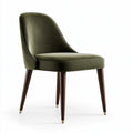 Chaise de salle à manger 55 x 60 x 82 cm en tissu effet velours vert avec pieds en bois style contemporain
