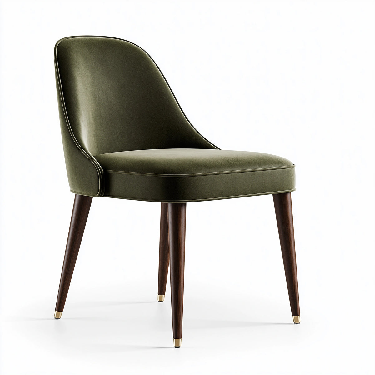 Chaise de salle à manger 55 x 60 x 82 cm en tissu effet velours vert avec pieds en bois style contemporain