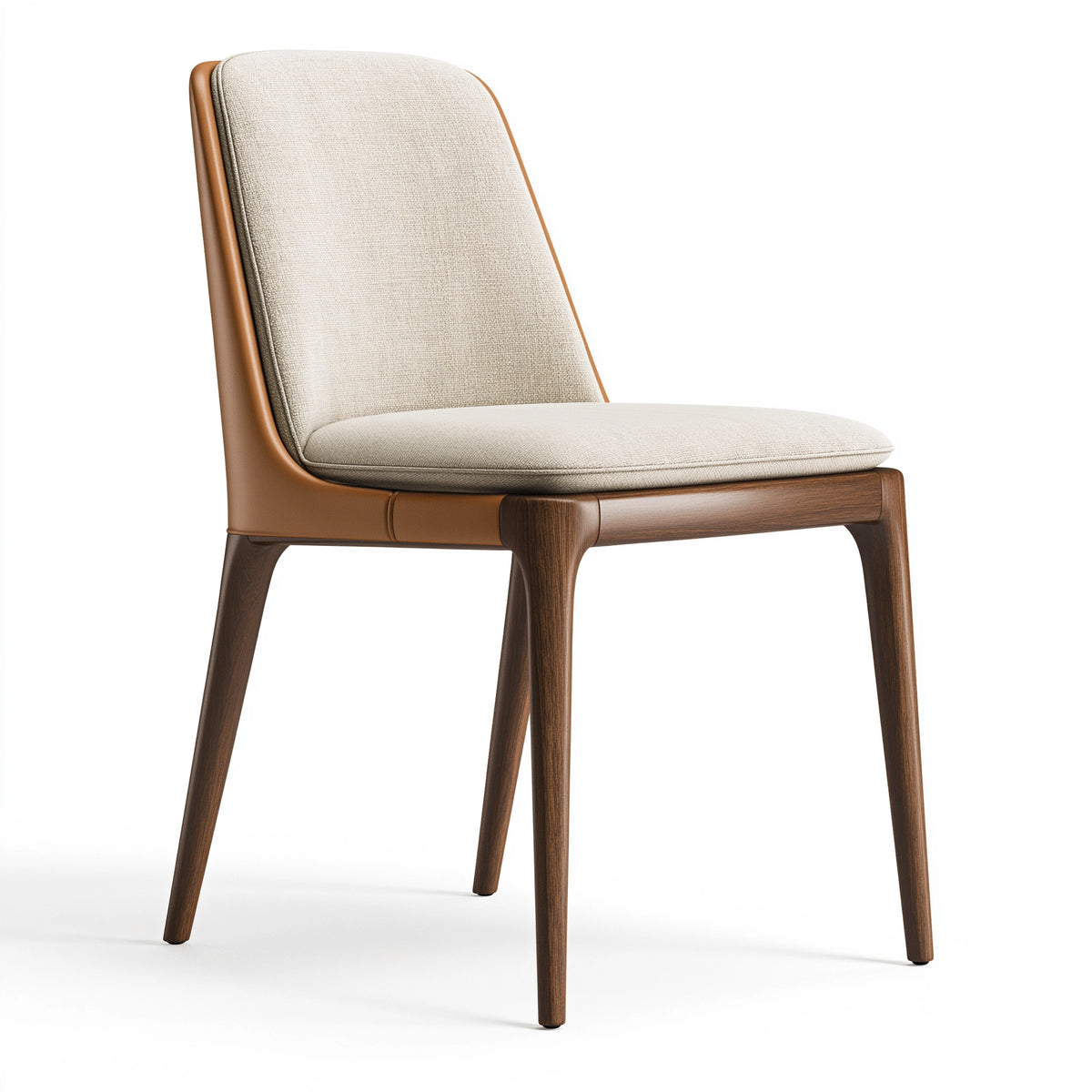 Chaise de salle à manger 52 x 60 x 82 cm tissu beige bois brun dossier rembourré