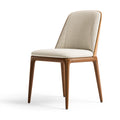 Chaise de salle à manger 48 x 56 x 82 cm en tissu beige et bois brun - dossier rembourré