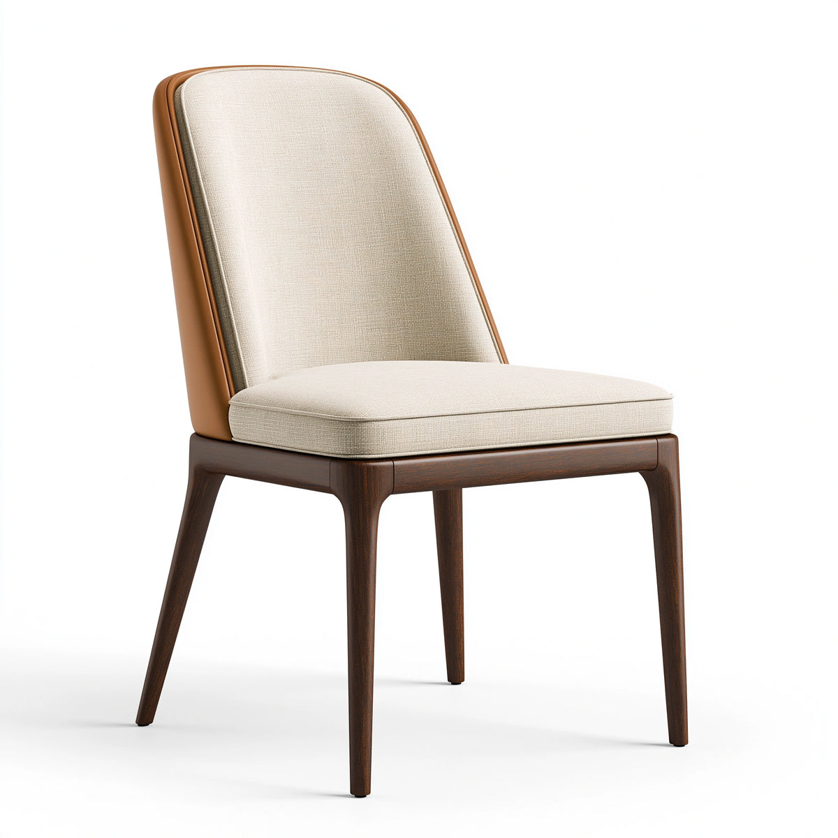 Chaise de salle à manger 52 x 62 x 88 cm en tissu beige et bois brun style contemporain