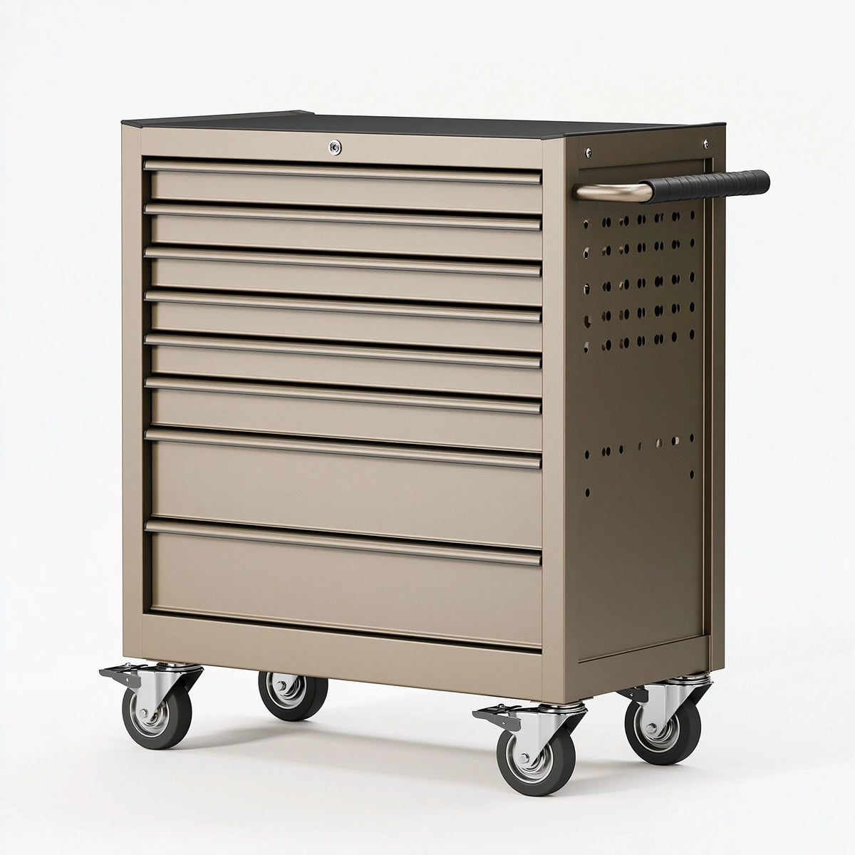 Servante d'atelier 76 x 46 x 98 cm en acier taupe à 8 tiroirs mobile verrouillable