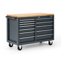 Servante d atelier 120 cm 60 cm 90 cm en acier gris anthracite avec plateau en bois et 11 tiroirs mobile