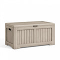 Coffre de rangement extérieur 120 x 60 x 63 cm en résine gris clair avec couvercle