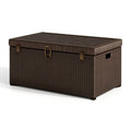 Coffre de rangement 120 x 60 x 65 cm en résine tressée marron avec couvercle