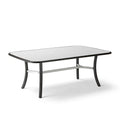 Table de jardin 150 x 90 x 74 cm en métal et plastique blanc noir - plateau effet bois