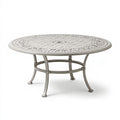 Table de jardin ronde diamètre 120 cm en métal gris motif ajouré pour terrasse