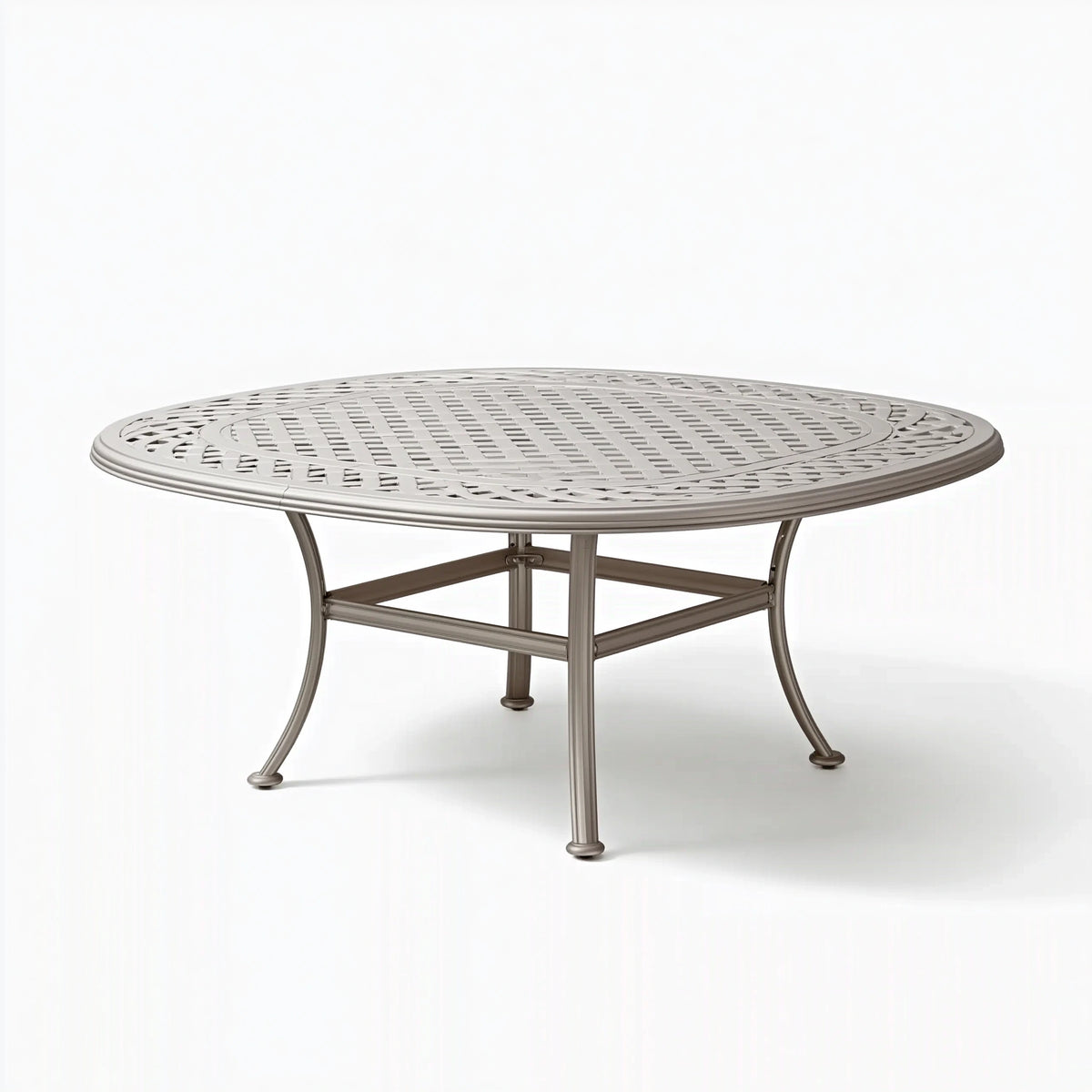 Table de jardin ovale 180 x 100 x 74 cm en aluminium gris - plateau ajouré style classique