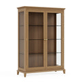 Vitrine 100 x 40 x 190 cm en bois marron avec portes vitrées style classique