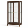 Vitrine 100 x 45 x 180 cm en bois et verre marron style classique
