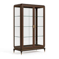 Vitrine 100 x 45 x 190 cm en bois brun et verre à 2 portes style contemporain