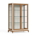 Vitrine 110 x 40 x 190 cm en panneaux et verre blanc/marron style classique pour rangement
