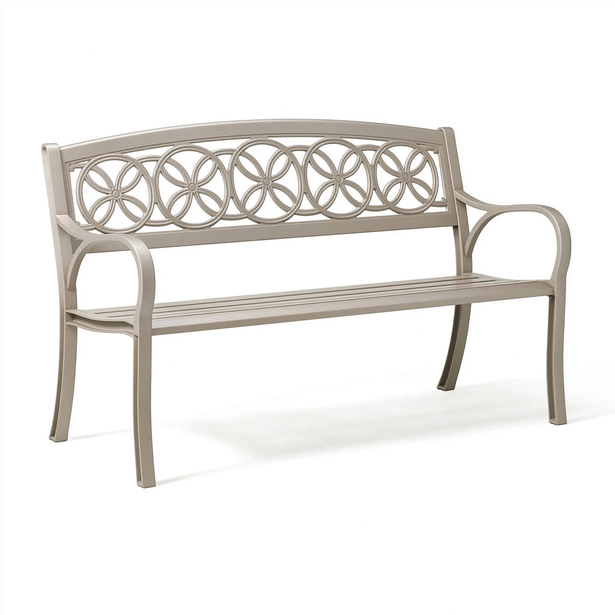 Banc de jardin 127 cm en aluminium beige style classique ajouré