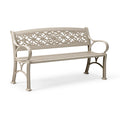 Banc de jardin 120 x 60 x 90 cm en métal beige à dossier floral style classique