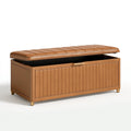 Banc coffre de rangement 100 x 40 x 48 cm marron avec assise capitonnée style contemporain